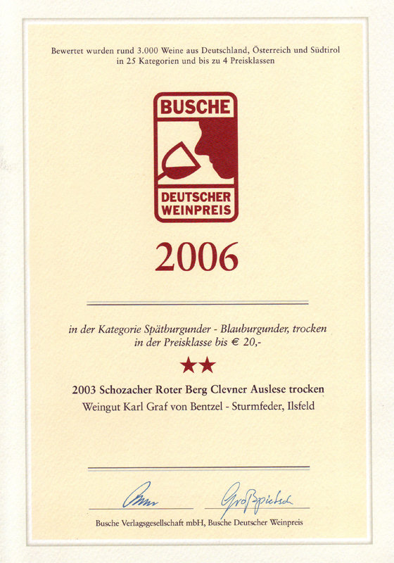 2003 Schozacher Roter Berg Clevner Auslese